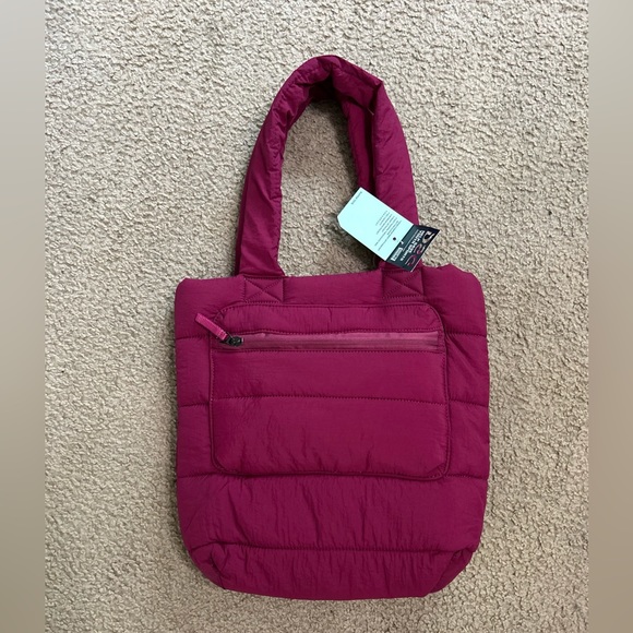 NWT HOT PINK PUFFER TOTE - Picture 1 of 8